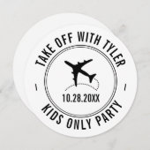 旅行テーマパーティパーソナライズされたー飛行機の標識 招待状 (正面/裏面)