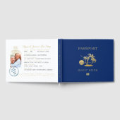 旅行テーマビーチ結婚式パスポート写真ページ ゲストブック (全面)