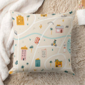 旅行テーマピロー、市内地図パターン クッション (ブランケット)