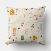 旅行テーマピロー、市内地図パターン クッション (正面)