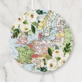 旅行テーマフローラブルーグリーンとホワイトマップ フェイバータグ (裏面)