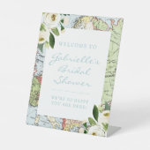 旅行テーマフローラマップブライダルシャワーようこそ 台座サイン (正面)