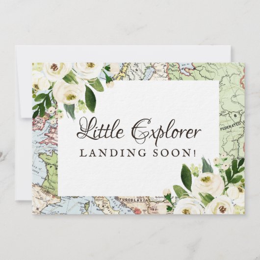 旅行テーマフローラマップ赤ちゃんシャワーミニサイン (正面)