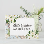 旅行テーマフローラマップ赤ちゃんシャワーミニサイン (スタンド正面)