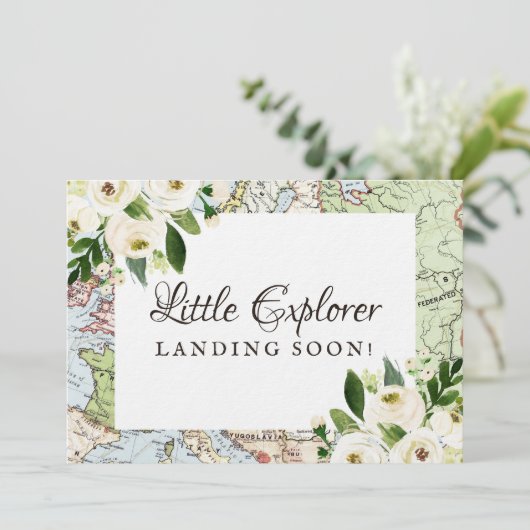 旅行テーマフローラマップ赤ちゃんシャワーミニサイン (スタンド正面)