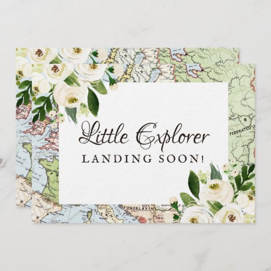 旅行テーマフローラマップ赤ちゃんシャワーミニサイン (正面/裏面)