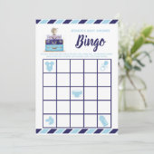 旅行テーマブルーベビーシャワービンゴゲーム 招待状 (スタンド正面)