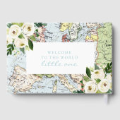 旅行テーマベビーシャワーヴィンテージマップカスタム ゲストブック (裏面)