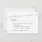 旅行テーマワールドマップブルーRSVPカード (裏面)