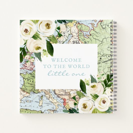 旅行テーマヴィンテージマップベビーシャワーゲストブック ノートブック (裏面)