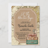 旅行テーマ卒業パーティー招待状 招待状 (正面)