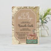 旅行テーマ卒業パーティー招待状 招待状 (スタンド正面)