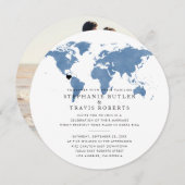 旅行テーマ披露宴招待状ダスティブルーグローブ (正面/裏面)