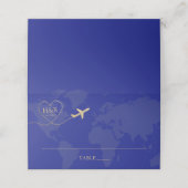 旅行テーマ結婚のロゴブルーマップ プレイスカード (外部開封)