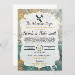 旅行テーマ赤ちゃんシャワー招待カードバーチャル 招待状