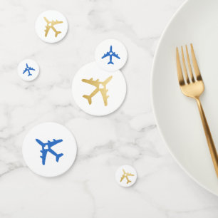 旅行テーマ金ゴールドブルーフライトロマンチックハート コンフェッティ