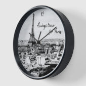 旅行テーマ、パリの黒時計と白時計 壁時計 (傾斜)