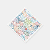 旅行デザイン – パスポートスタンプ紙ナプキン スタンダードカクテルナプキン (角)