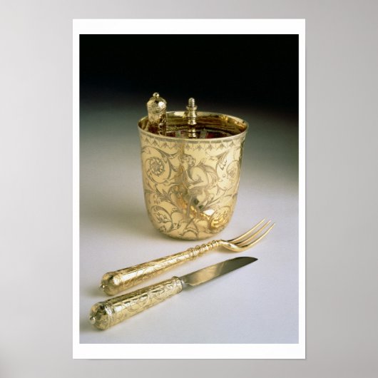 旅行ナイフ、フォーク、スプーン、ビーカーのセット ポスター (正面)