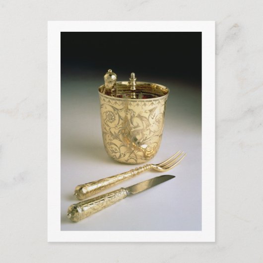 旅行ナイフ、フォーク、スプーン、ビーカーのセット ポストカード (正面)