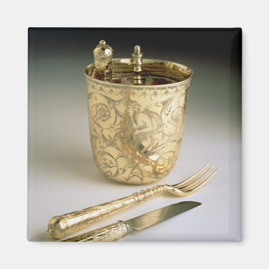 旅行ナイフ、フォーク、スプーン、ビーカーのセット マグネット (正面)