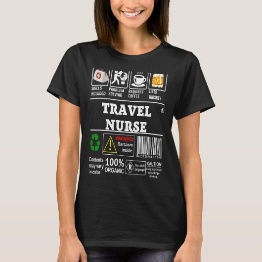 旅行ナースのスキルを含む問題解決ラベル Tシャツ (正面)