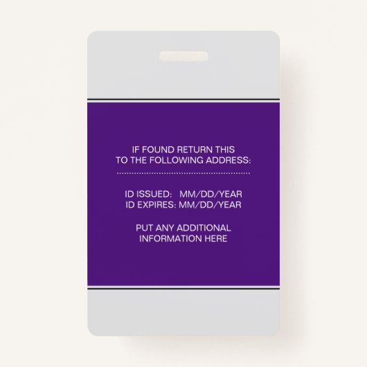 旅行ナースのロゴ写真IDテンプレート紫 バッジ (裏面)