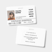 旅行ナース写真ID名病院ロゴ医療 バッジ (Front & Back)
