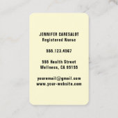 旅行ナースRN、LVN、LPN、介護者の名刺 名刺 (裏面)