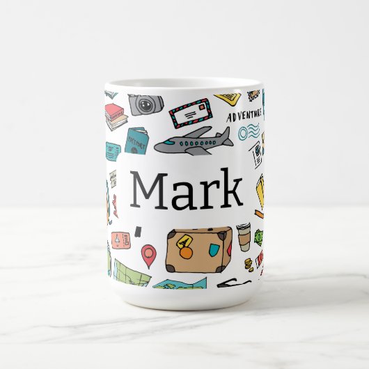 旅行ハートロンドンパリ飛行機トリップトラベラー コーヒーマグカップ (中央)