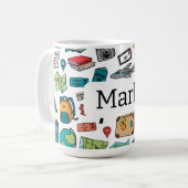 旅行ハートロンドンパリ飛行機トリップトラベラー コーヒーマグカップ (正面左)