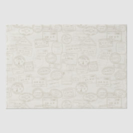 旅行パスポートスタンプベージュパターンティッシュペーパー 薄葉紙