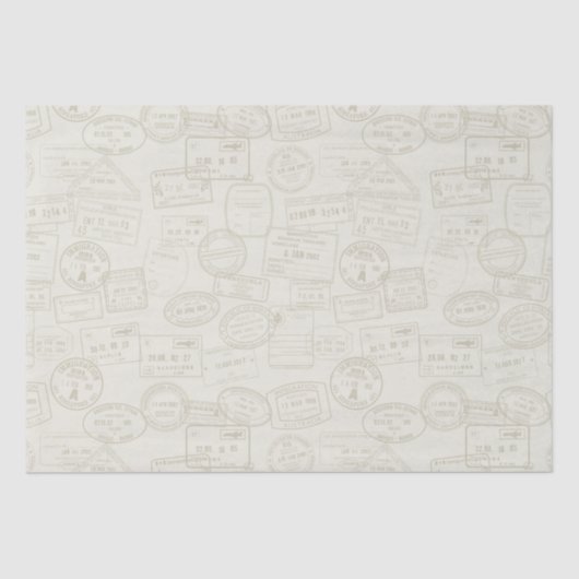 旅行パスポートスタンプベージュパターンティッシュペーパー 薄葉紙 (正面)