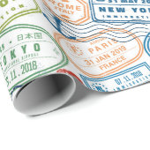 旅行パスポート切手ギフト包装紙 ラッピングペーパー (ロールコーナー)