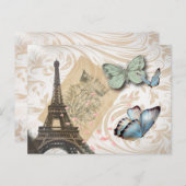 旅行パリエフィールタワーウェディング日付を保存 案内ポストカード (正面/裏面)