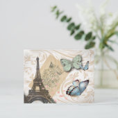 旅行パリエフィールタワーウェディング日付を保存 案内ポストカード (スタンド正面)