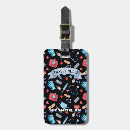 旅行パーソナライズされたナースギフト作業荷物タグ ラゲッジタグ (正面縦)