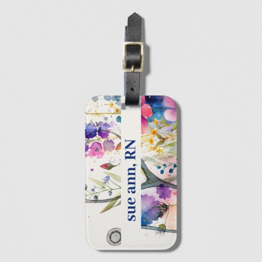 旅行パーソナライズされたナース卒業RNへのギフト ラゲッジタグ (正面縦)