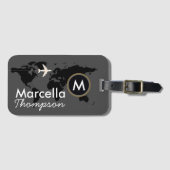 旅行パーソナライズされた世界地図 ラゲッジタグ (正面横)