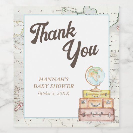 旅行パーソナライズされた赤ちゃんシャワーありがとう ワインラベル (シングルラベル)