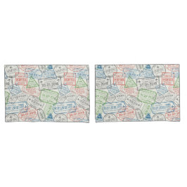 旅行ビザの切手 枕カバー