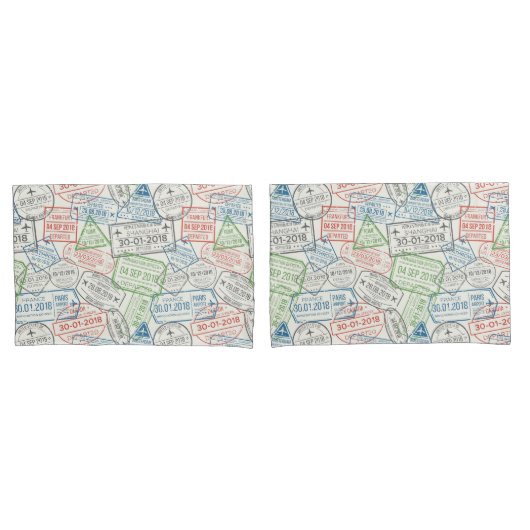 旅行ビザの切手 枕カバー (フロントセット)