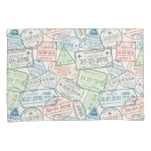 旅行ビザの切手 枕カバー (正面右)