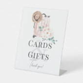 旅行ピンクのスーツケースブライダルシャワーカード&ギフト 台座サイン (正面)