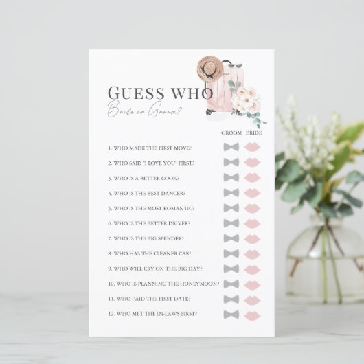 旅行ピンクのスーツケースブライダルシャワー誰を推測 (スタンド正面)