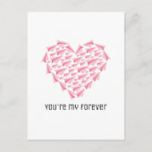 旅行ピンク紙飛行機ハートあなたは私の永遠 シーズンポストカード (正面)