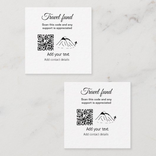 旅行ファンド休暇ハネムーン寄付の名前を追加 スクエア名刺 (正面/裏面)