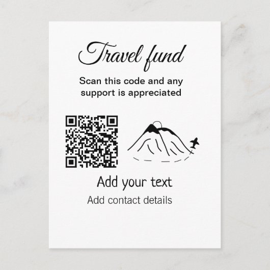 旅行ファンド休暇ハネムーン寄付の名前を追加 ポストカード (正面)