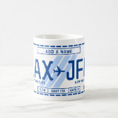 旅行ファン用のパーソナル化可能な搭乗パスマグカップ コーヒーマグカップ (中央)