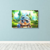 旅行フクロウ キャンバスプリント (インサイチュ (ウッドフロア))